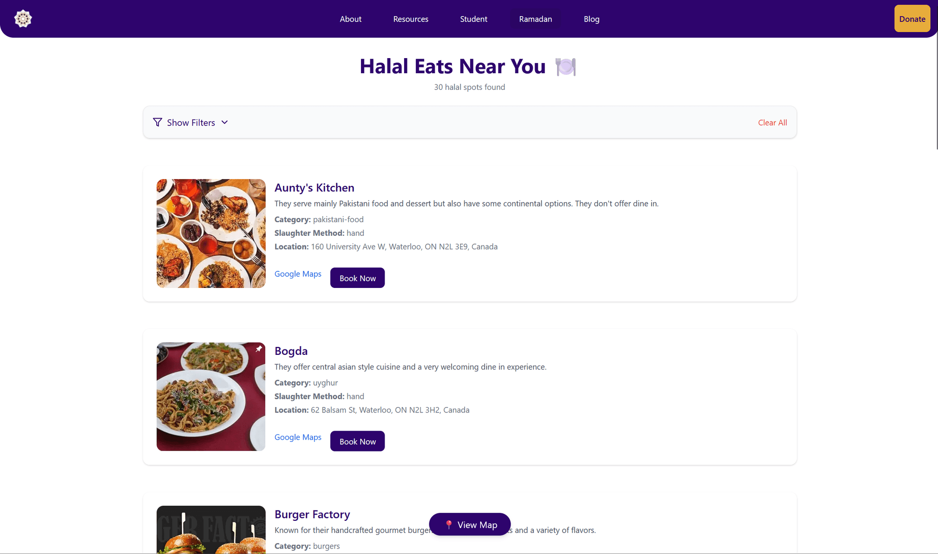 Halal Directory Screenshot